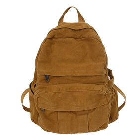 Wholesale Book Bags Custom Logo Koreastyle Trendy Retro Large-Capacity Colleg School Bag Canvas Girls Backpack
