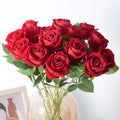 Y-H094 FREE SAMPLE Artificial Flowers Single Branch Velvet Red Roses Fake Rose Flowers for Wedding Decoration