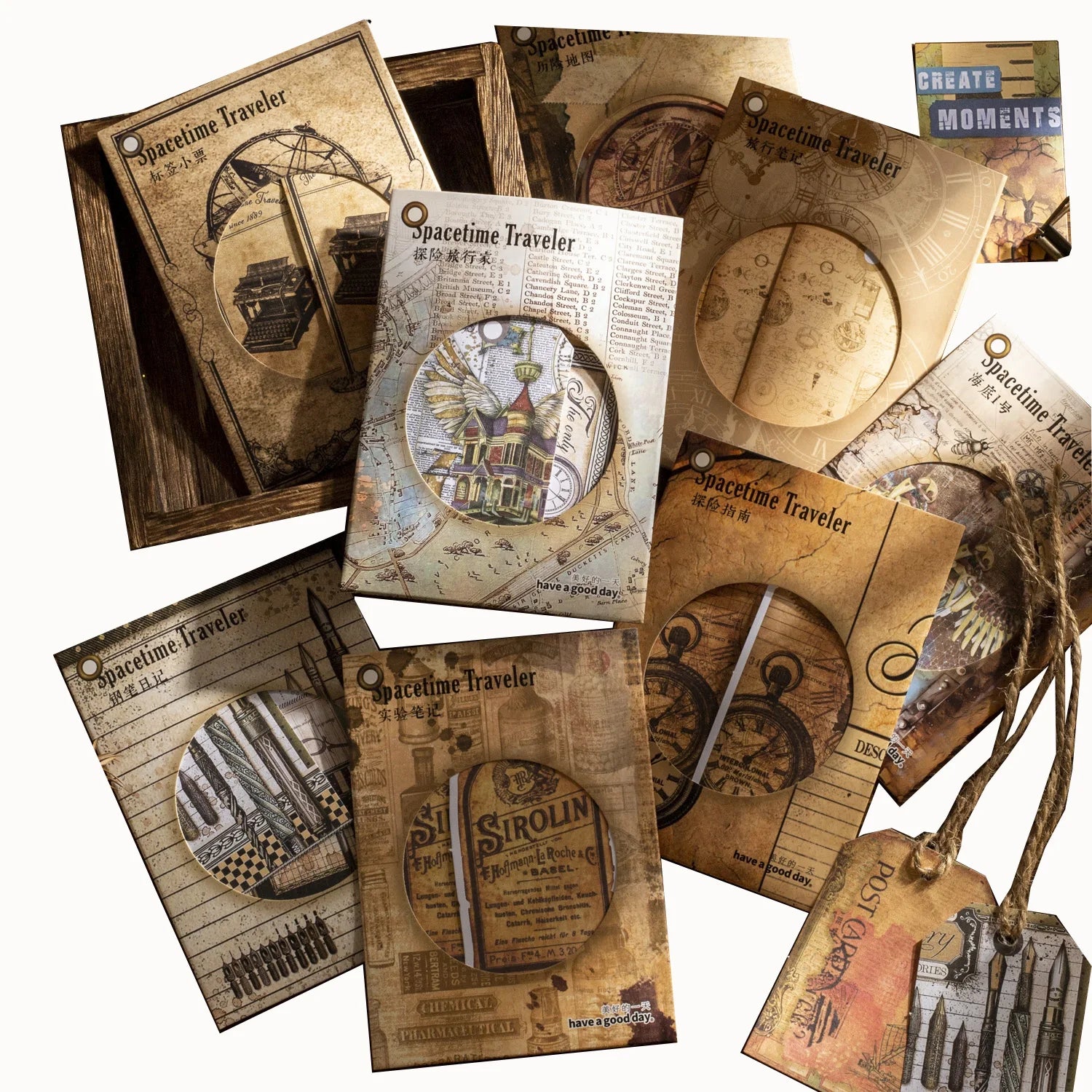 Time Traveler Series 30-Piece Decorative Stickers Set for Planner and Scrapbook Decor
