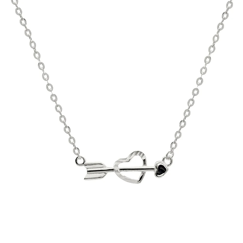 Sterling Silver Fashion Jewelry Pendent love Heart with Arrow Necklace Dainty 18k Gold Heart 925 Silver Jewelry Necklaces
