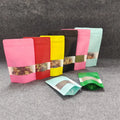 Multicolor Kraft Paper Resealable Ziplock Doypack Colorful Heat Sealable Food Storage Stand up Pouch With Clear Window