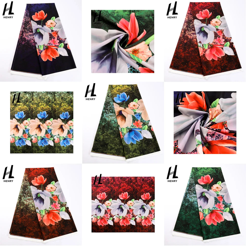 New Pattern Customized Fabric 100% Polyester Rose Floral Digital Printed Fabric for Fashion Lady Summer Dress