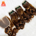 SDD Popular Color High Quality Double Drawn Bouncy Curl Virgin Hair Bundles Piano Color Hair Extension
