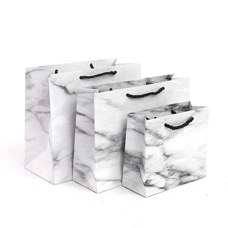 Ins Style Cool-Color White Cardboard Gift Bag Handbag Fashion Gift Packaging Art Paper Recyclable Simple Clothing Hand Length