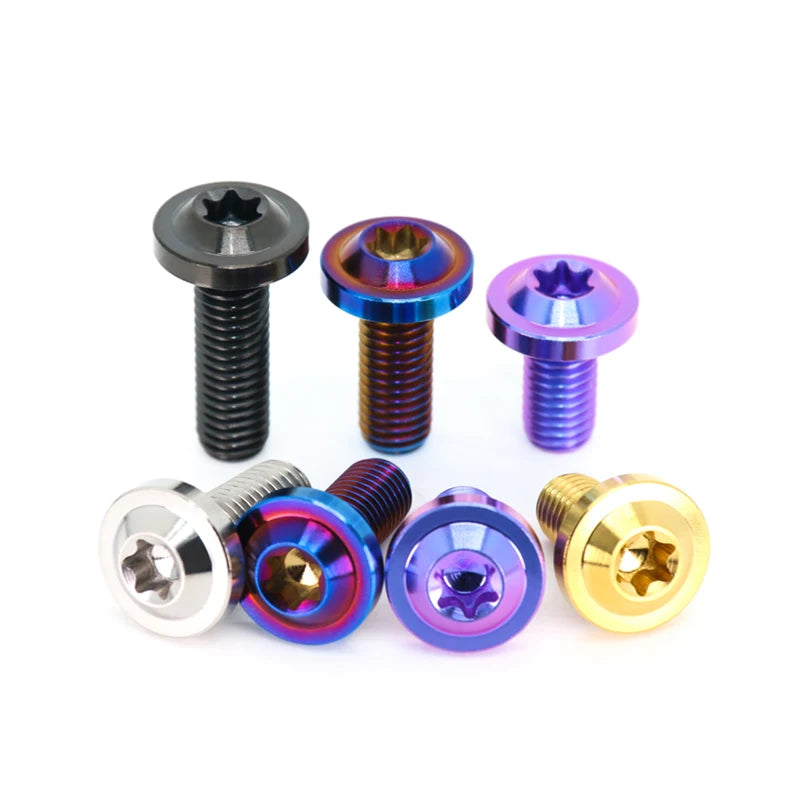Large Head Torx PVD Electroplating Motorcycle Modification Fixing Bolt M5-M10 TC4 Titanium Alloy Flying Sausage Head Screw Bolts