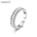 LUOTEEMI  Temperament Daily Party Hand Finger Jewelry Shiny Zircon Imitation Pearl Opening Metal Rings for Women