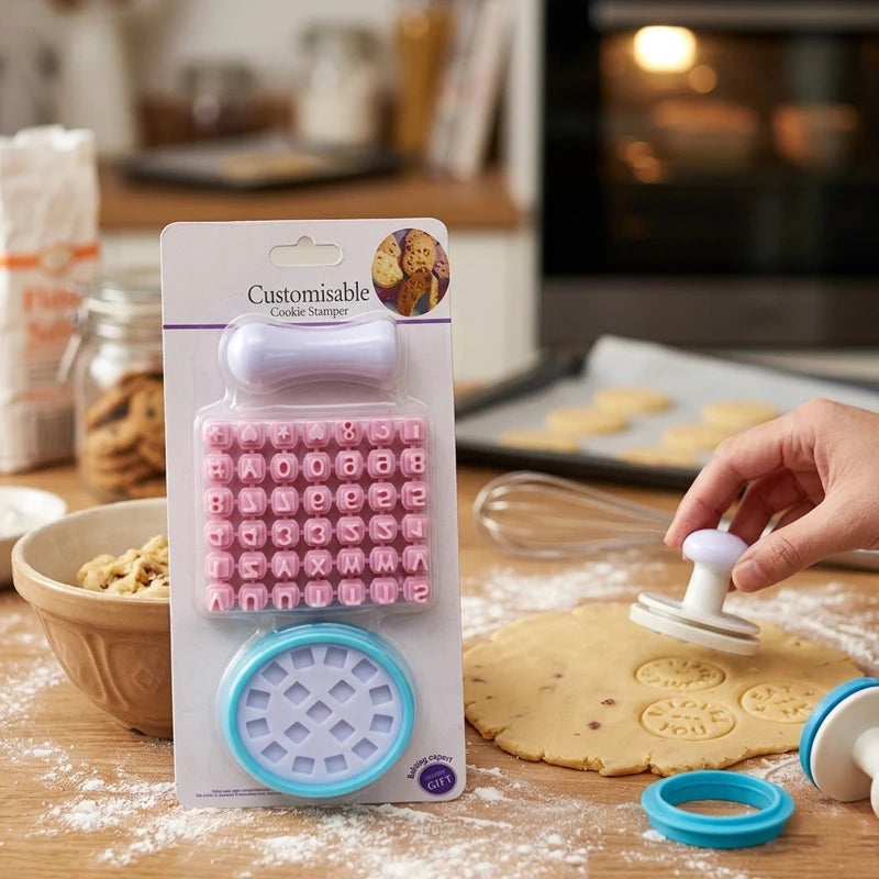 DIY Alphabet & Number Cookie Stamp Kit - Food Grade Silicone Letter Press Mold for Custom Fondant Biscuits & Cake Decorating