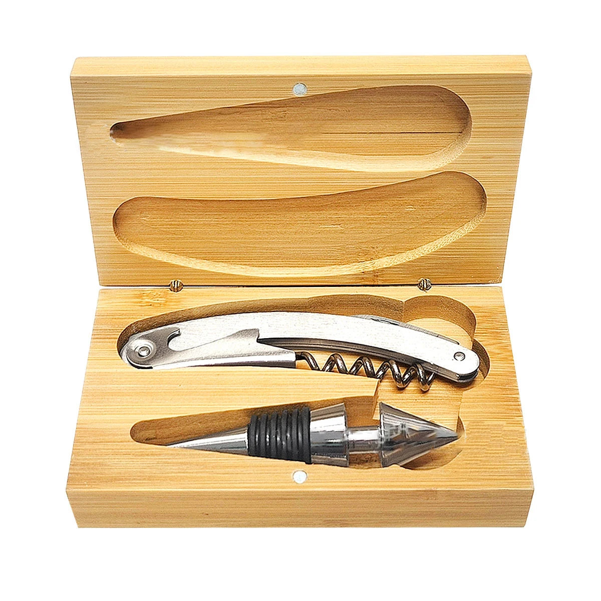 Peeler Set With Bottle Opener Fruit Knife Inside Bamboo Box Wine Bottle Opener Gift Set Wine Bottle Opener Set