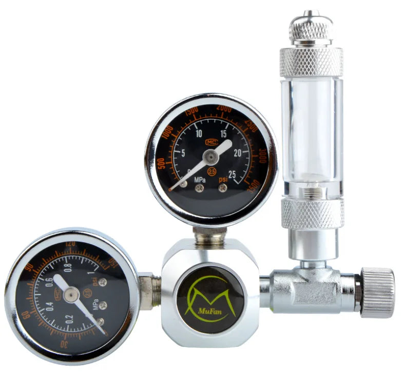 Aquarium CO2 Regulator Dual Gauge Display With Bubble Counter for Plant Grow