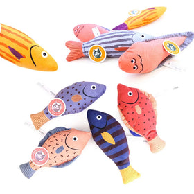 Plush Print Squeaky Custom New Style Catnip Nip Chew Cat Fish Toy Interactive Cat Toy