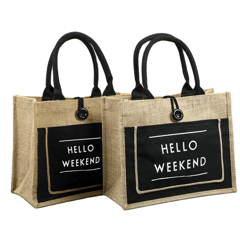 Tropical Eco-friendly Burlap Jute Hand Tote Bag Sublimation Blank Handbag Manufacturers Buyer in Europe for Gift