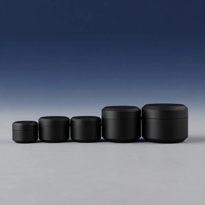 WOGU Matte Black Plastic Creams Skincare Cosmetic Packaging 5g 10g 15g 30g 50g Glossy Black PP Gel Oils Plastic Cream Jars