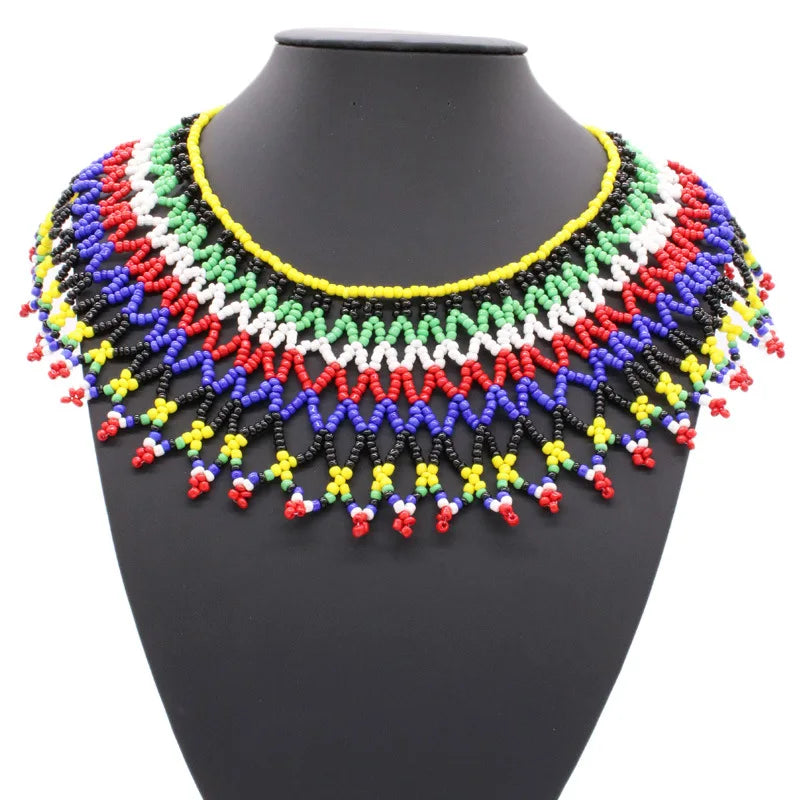 Women Boho Jewelry Charm Handmade Choker Beaded Collar Statement Necklace Seed Bead Necklace