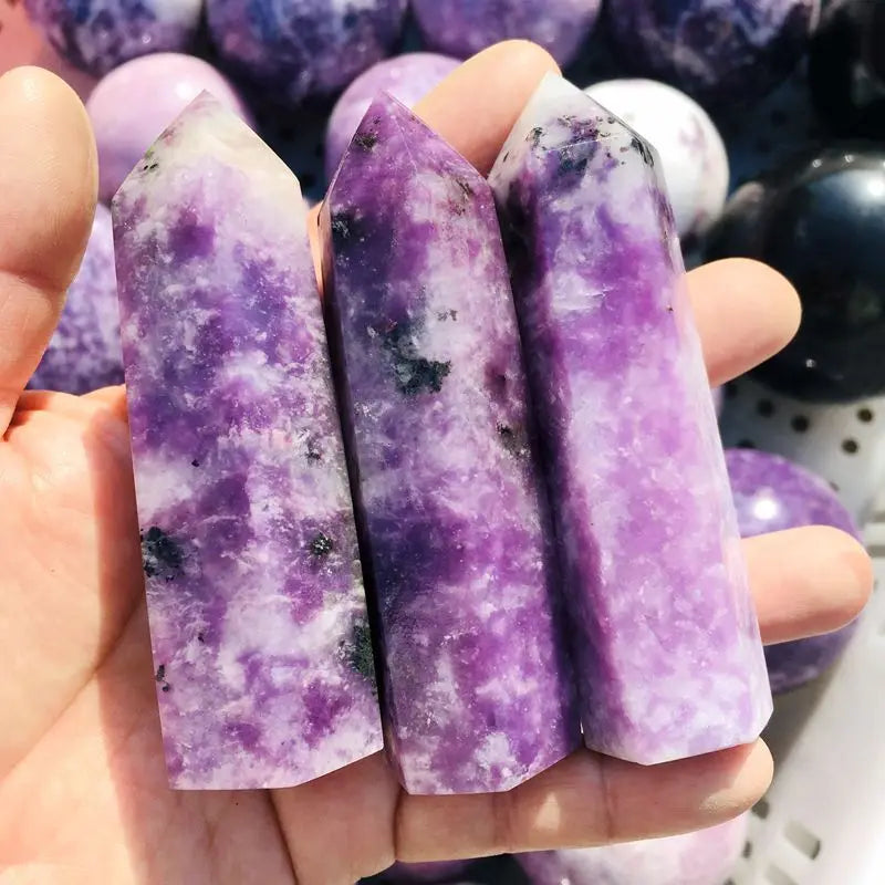 Wholesale Lilacs Stone Point Folk Crafts Natural Crystal Polished Lepidolite Healing Wand Point for Crystal Decoration