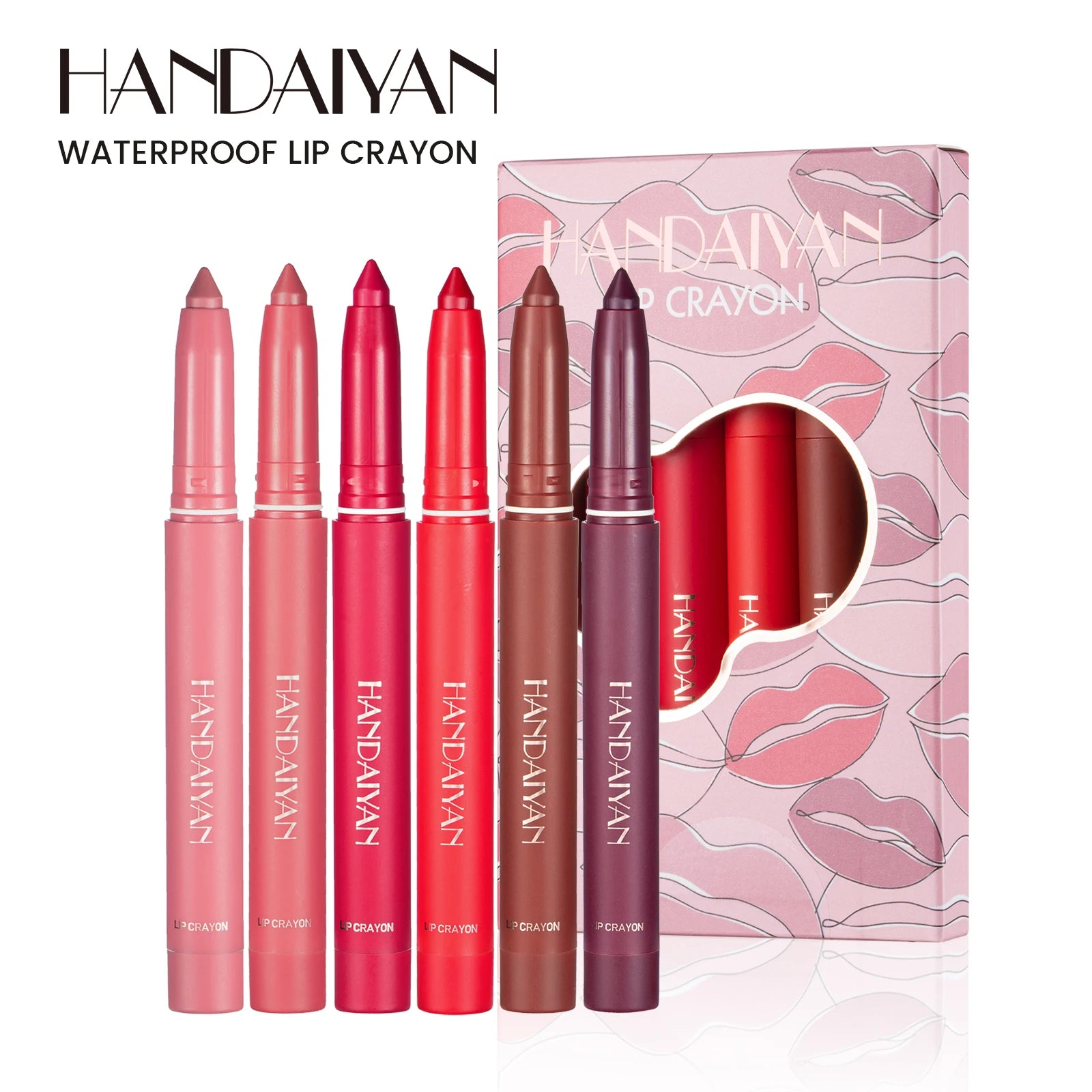 HANDAIYAN Lipstick Kit Boxes Private Label Custom Round Lipgloss Tubes Labiales Al Mayor Liquid Matte Lipstick Label Custom