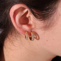 2025 New Arrival Luxury18K Gold Plated Mini Clear Zircon Round Hoop Earrings Stainless Steel Zircon Huggie Earring