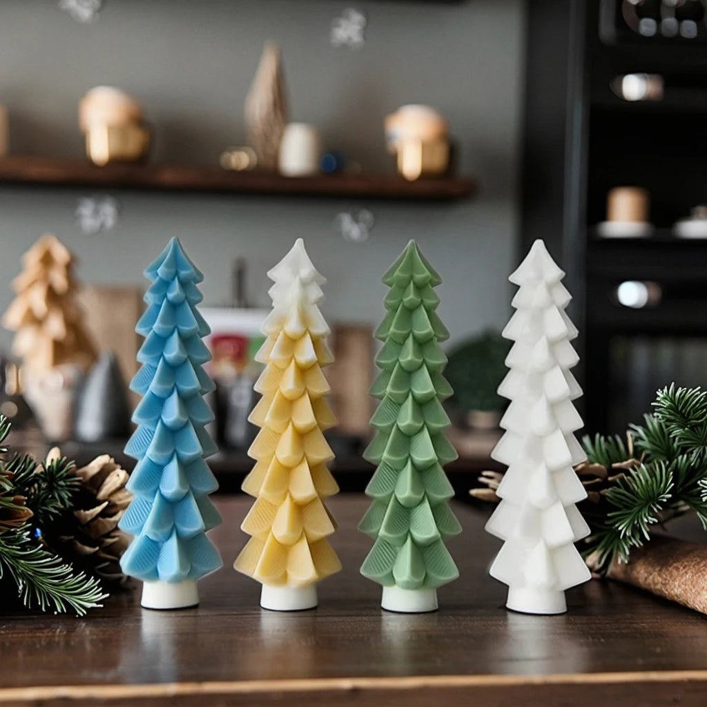 DIY 3D Luo Ye Christmas Tree Silicone Mold Pillar Christmas Tree Candle Molds Christmas Snowflake Shaped Mould Home Party Decor