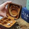 Personalized Portable Travel Earring Stud Ring Leather Jewellery Organizer Custom Blank Women Laserable Leatherette Jewelry Box