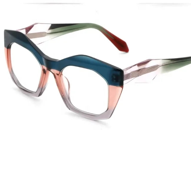2024 Custom Acetate Glasses Woman High Quality Plate Glasses Frame New Fashion Big Square Frame Acetate Spectacle Frame