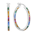 925 Sterling Silver Zircon Hoop Earrings Large Circle Rain Bow Fashion Jewelry Colorful Earrings Women
