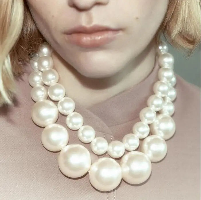 ZA New Design Fashion Hand-woven Double Layered Baroque Imitation Pearl Choker Necklace for Woman Party 2023 New Trend Jewelry