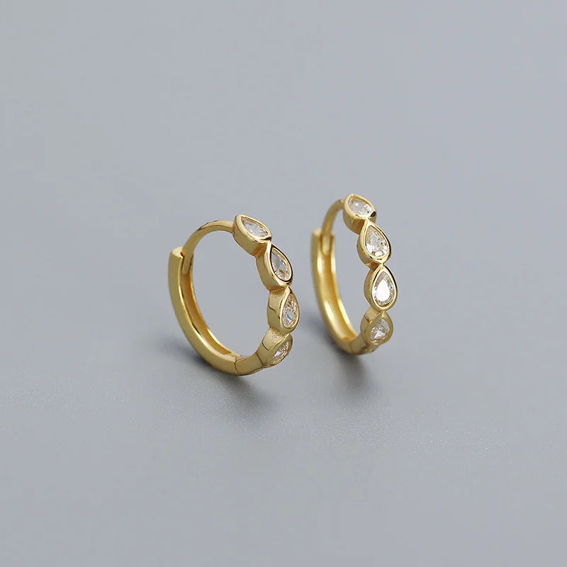 Elegant European Fashion 925 Sterling Silver Hoop Earrings Zircon Drop Wholesale for Weddings Parties Women's Piercing Jewelry