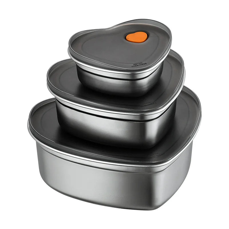 New Refrigerated Vacuum Stainless Steel 304 Fresh Lunch Box Heart Shape Lunch Box Airtight Food Storage Container with Lid