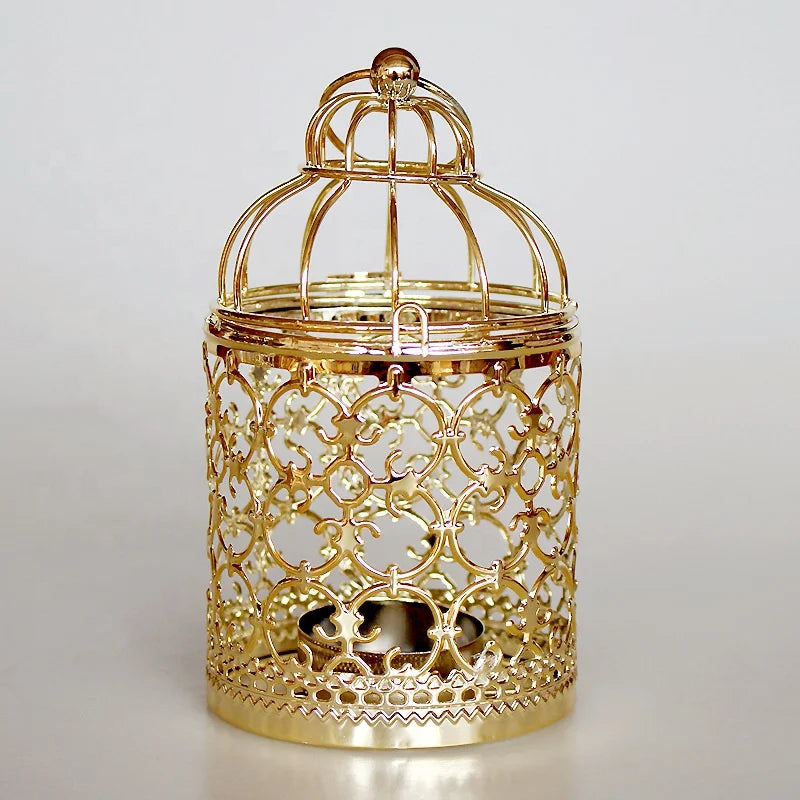 Hollow Iron Birdcage Candlestick Decorative Lantern Holder Metal Wire Hanging Indoor Wedding Decor Boxed Centerpiece Home