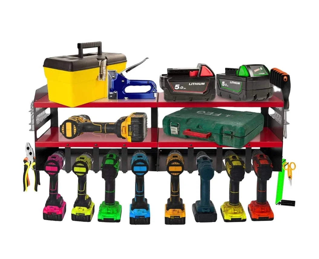 Wall Mount Cordless Drill Power Tool Shelving Storage Cabinet Box Steel Iron Anti-Rust Powder Coated 3-Year Warranty