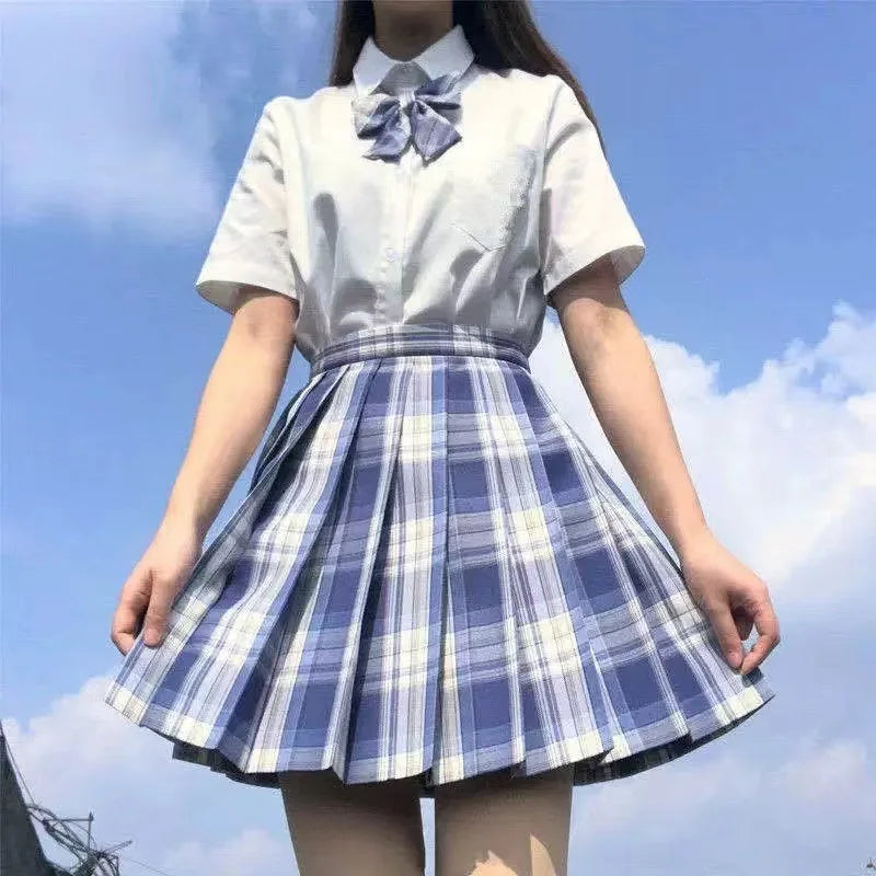 Japanese School Uniform Korean Student Jk Pleated Skirt Plaid Skirt Pink Uniforms for Woman