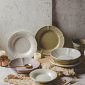 Solhui Japanese Style 8" Ceramic Deep Dishes for Home Hotel 2023 Ins Retro Flower-shaped Dishes and Plates