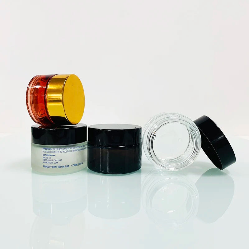 In Stock Empty 5g 10g 15g 30g 50g 60g Packaging Cosmetic Cream Jar Gold Silver Plastic Lid clear Body Scrub Glass Ja