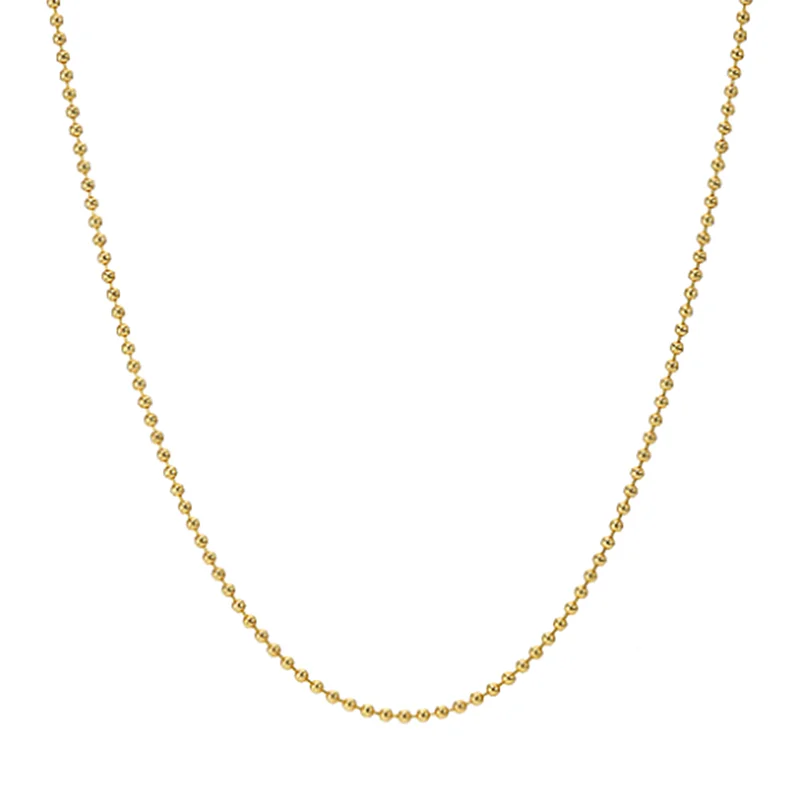 Solid 14k Yellow Gold Find Necklace&pendant 2mm Diamond Cut Moon Cut Ball Bead Chain Necklace