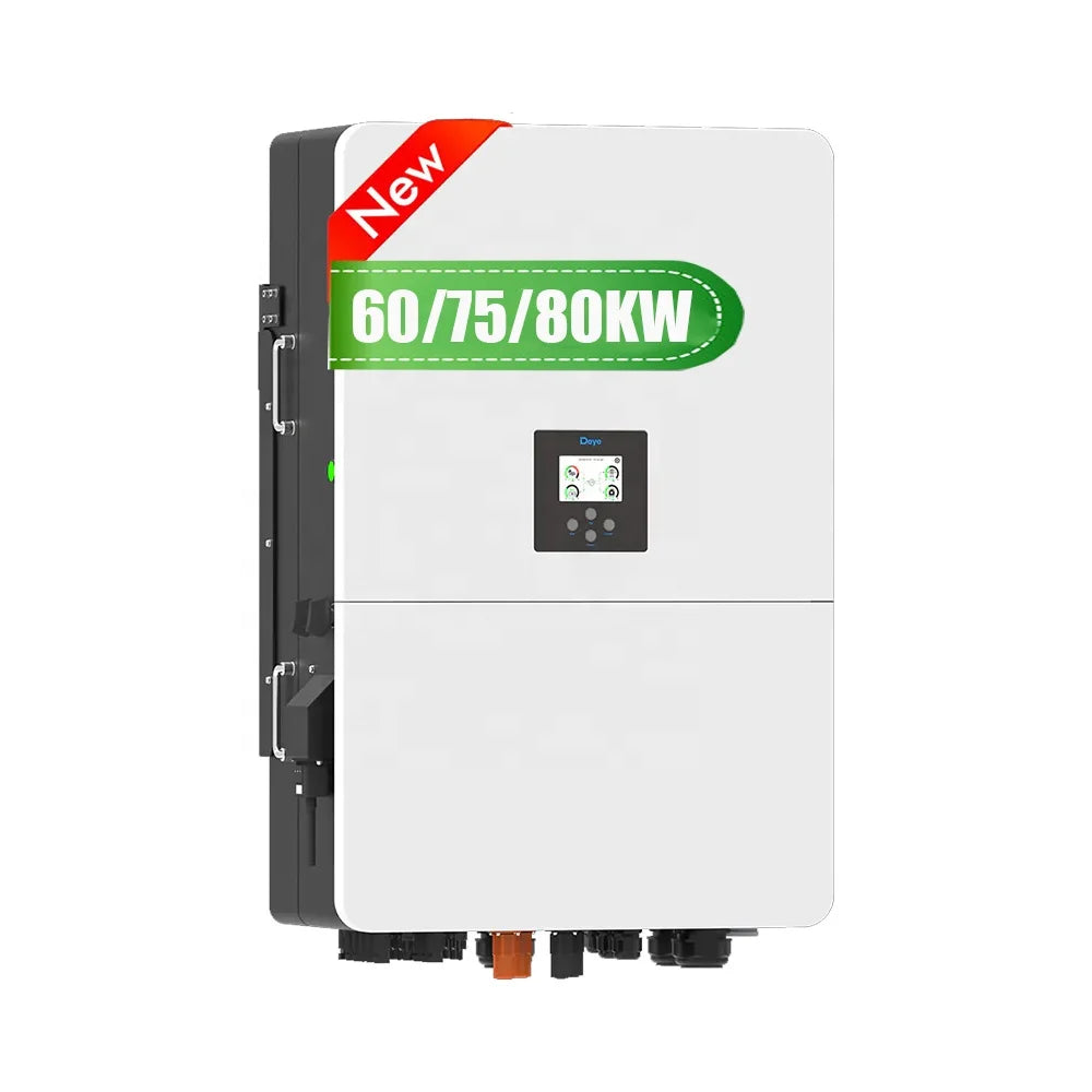 Deye SUN-60K-SG02HP3-EU-EM4 SUN-75K-SG02HP3-EU-EM6 SUN-80K-SG02HP3-EU-EM6 6 MPPT HV Battery Solar  Hybrid Inverter