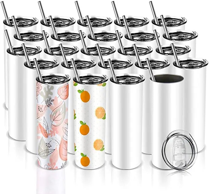 USA Warehouse White Sublimation Tumblers 20oz 30oz Blanks Skinny Matte Tumbler Stainless Steel Sublimation Tumbler