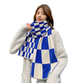 Jilong Klein Blue Chessboard Plaid Acrylic Knitted Scarf for Women Thickened Winter 25*160cm 140g