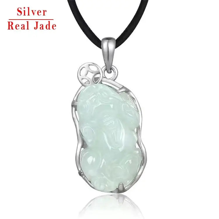 925 Silver Necklace Wholesale Divine Beast Brave Jade Pendant Men and Women Retro Jade Pendant Necklace Women