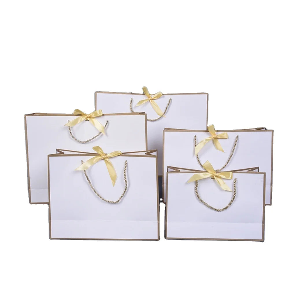 Custom Luxury Color Gift Paper Shopping Bag With Your Own logo Handle Paper Bags With Bow