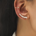 2pcs Ear Cuff Earrings Set Party Wedding Gold Leaves Crystal Flowers Women Classic Trendy MegaBDM