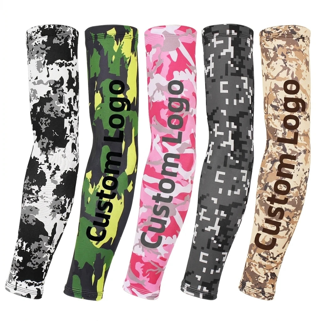 UPF50+ UV Sun Protection Cooling Compression XXL Sports Cycling Fishing Camo Ice Silk Arm Cover Sleeves