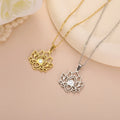 G3801 Wholesale Stainless Steel 18k Gold Plated Hollow Lotus Flower Pendant Necklace Charm Fashion Jewelry Necklace