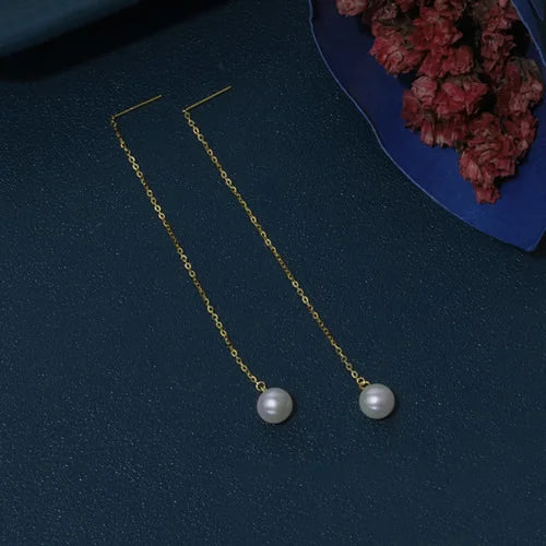 Beadsnice 80.0 mm Threader DC Cable Chain With Ring 14K Gold  Drops Wire Long Earring