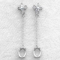 Sterling Silver 6*8mm Semi Mount Line Earrings Empty Support Blank Claws Setting S925 Base Without Center Stone for DIY Inlay