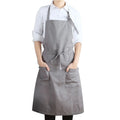 Grey Sleeveless 100% Cotton Canvas Twill Bib Apron with 2 Pockets Adjustable Waist Eco-Friendly Design