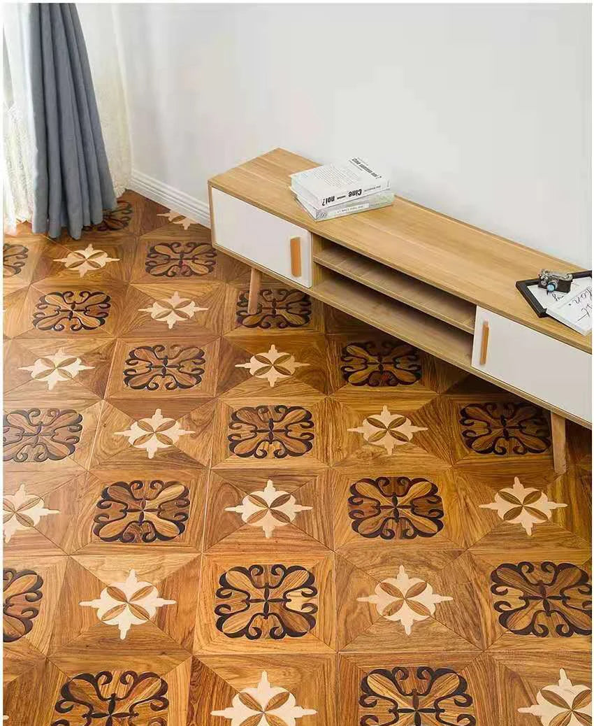 Classic Art Parquet Design Wood Flooring Patterned Parquet Wood Flooring Square Tile Oak