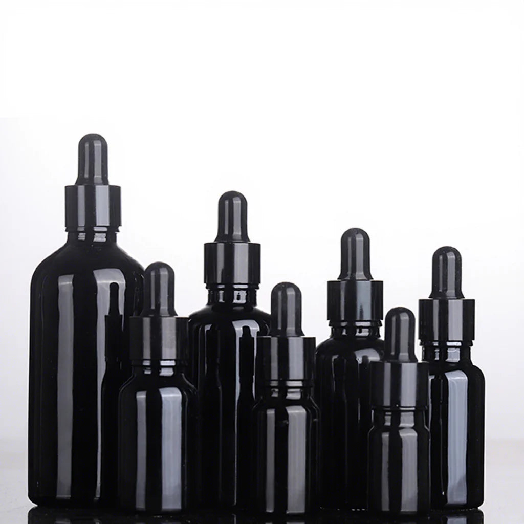 5ml 10ml 15ml Glossy Black Glass Dropper Bottles 20ml 30ml Essential Oil Bottle 50ml 100ml Beard Oil Dropper Bottle