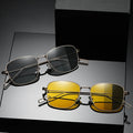 New Square Men Metal Frame Multi-Function Driver Sun Glasses Polarizing Night Vision Day and Night Photochromic Sunglasses