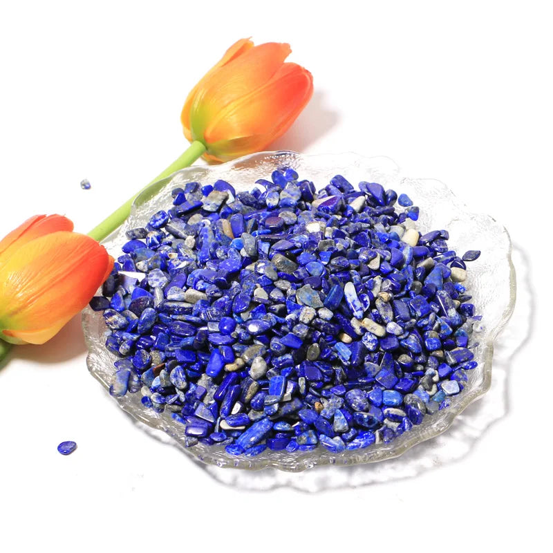 Natural Lapis Lazuli Quartz Chips Polished Crystal Gravels for Fengshui Decorative Tumbled Stones Healing Mascot Theme