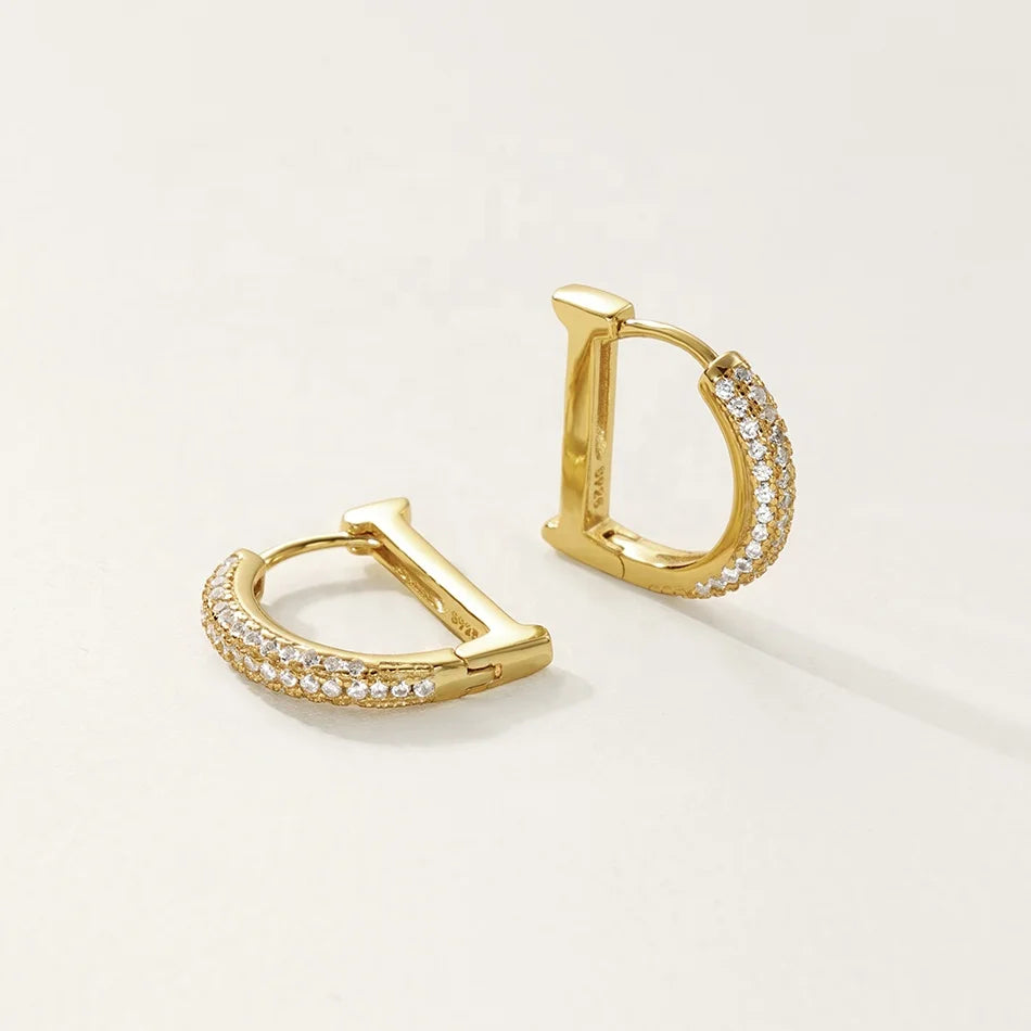 Nagosa Wholesale Jewelry 18k Gold Vermeil 925 Sterling Silver Cubic Zirconia Letter d Hoop Earrings for Women