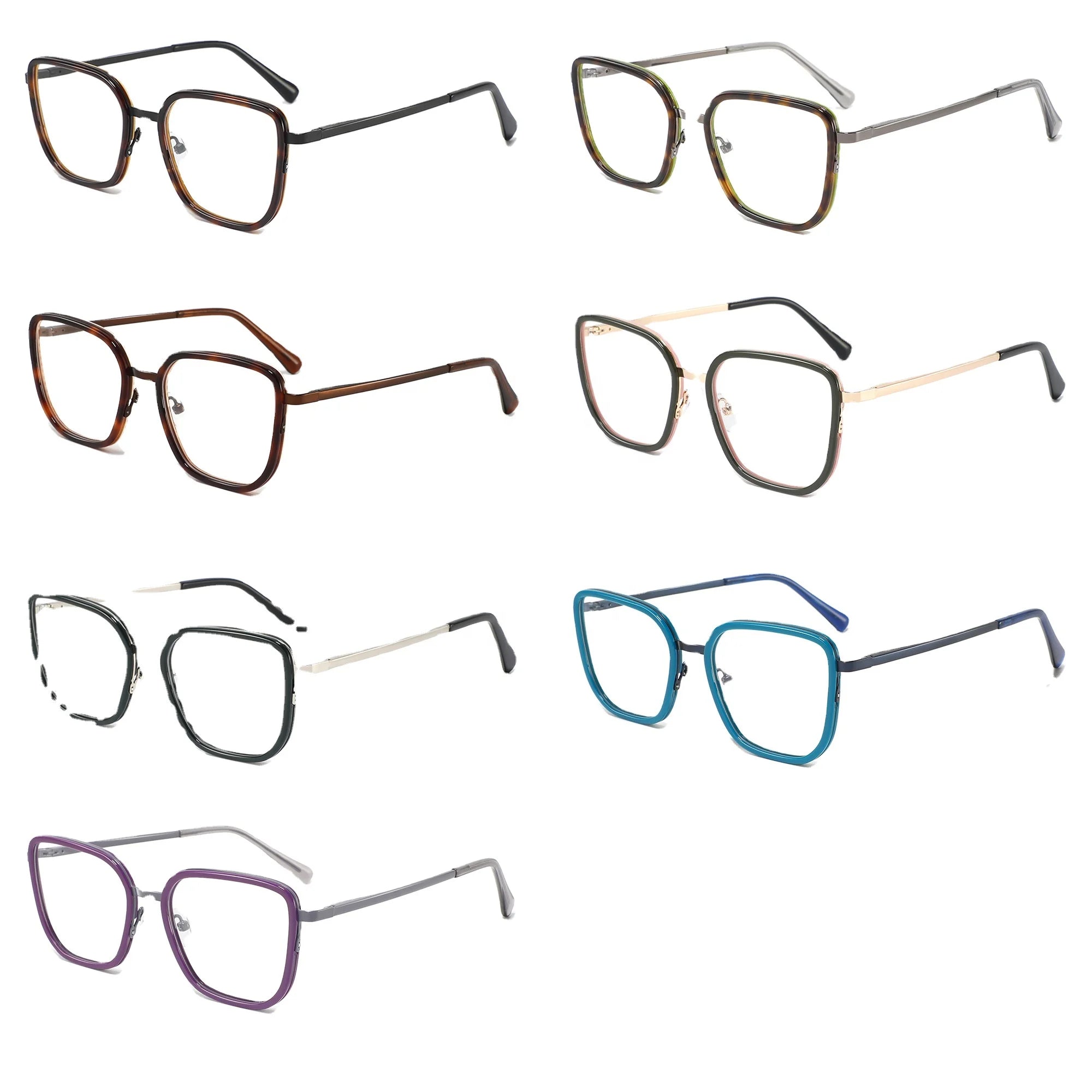 New Arrival Handmade Acetate Eyeglasses Metal Blue Light Blocking for Men Women square Optical Glasses 2024